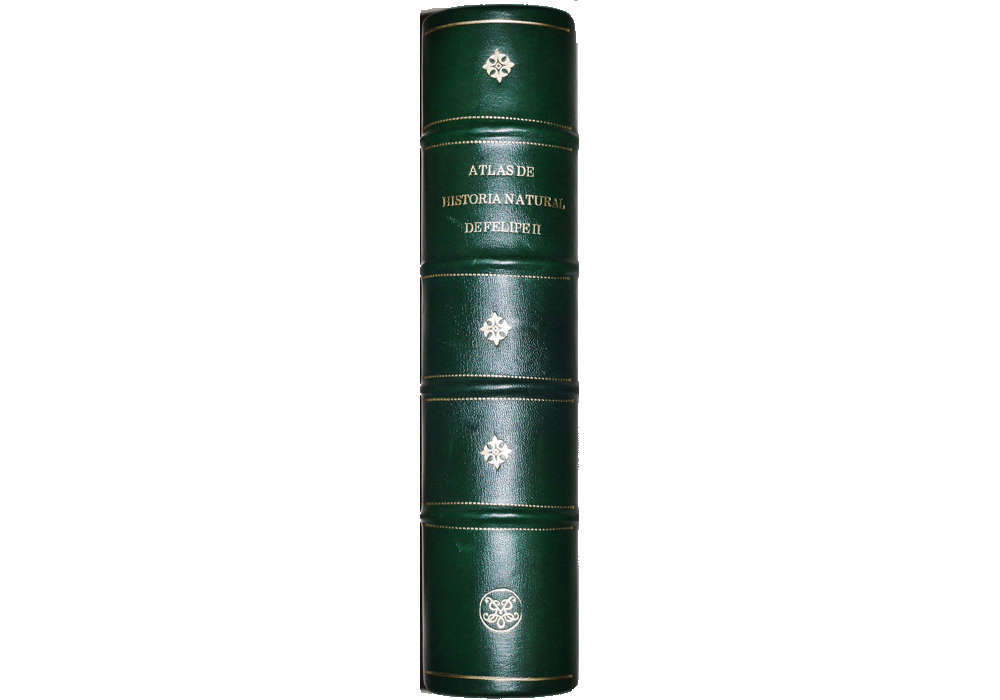 Atlas Historia Natural Felipe II-Codice Pomar-Hernandez-Manuscrito pictorico-Libro facsimil-Vicent Garcia Editores-20 Lomo funda.